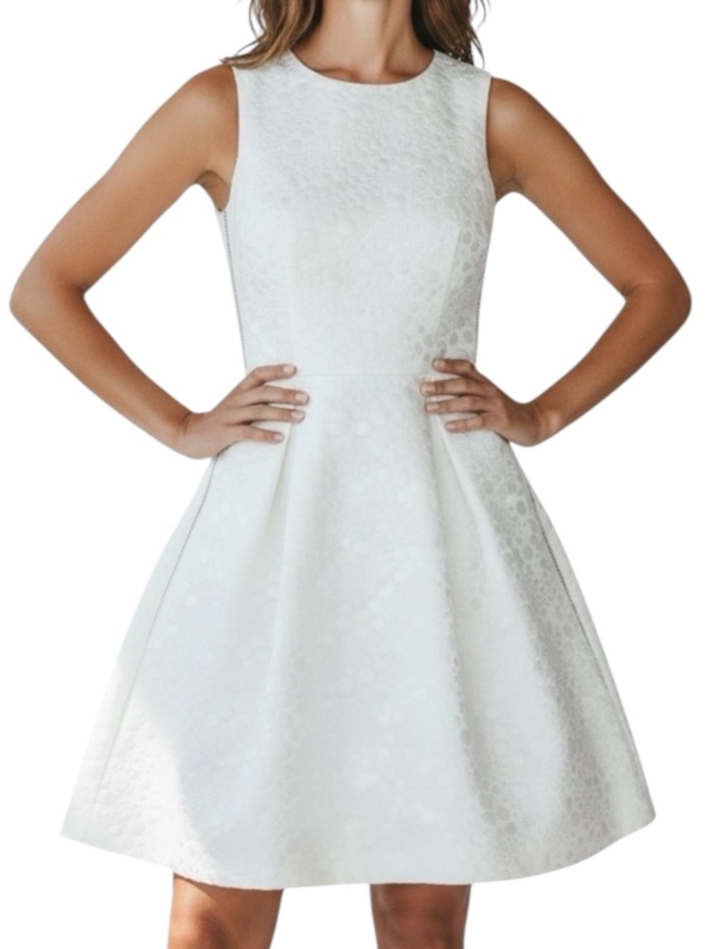 DAVID MEISTER Classic White Bubble Pattern Dress Size 6